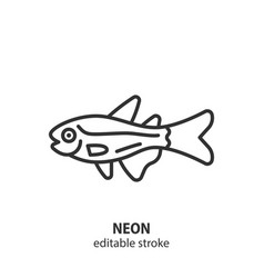 Neon Line Icon Aquarium Fish Sign