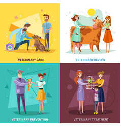 Vet Doctors Design Concept With Pets And Farm