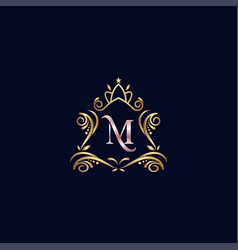 Vintage Monogram Alphabet M Letter