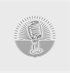 Microphone Vintage Logo Style Hand Drawn