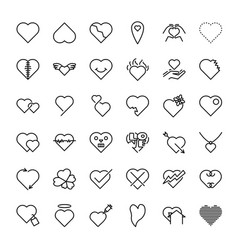 Set Of Heart Line Icons