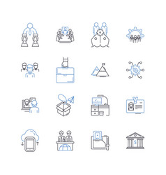 Group Huddle Line Icons Collection Collaboration