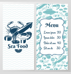 Two Paged Blue Fish Menu With Graphic