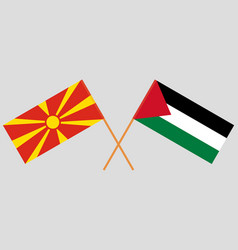 Crossed Flags Of North Macedonia And Palestine