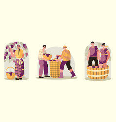 Set Of Cartoon Characters Making Wine Man