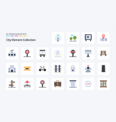 25 City Element Collection Flat Color Icon Pack