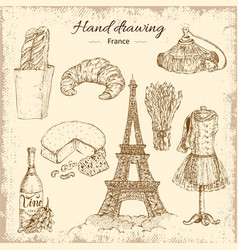 Hand Drawing France Elements Set