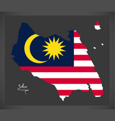 Johor Malaysia Map With Malaysian National Flag