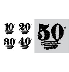 Set Of 10 To 50 Years Anniversary Logotype Design