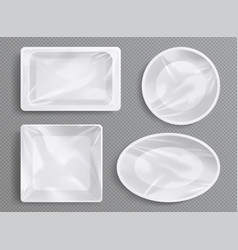 White Plastic Trays Package With Clear Film