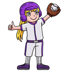 Baseball Girl Pitcher Waving Cartoon Clipart