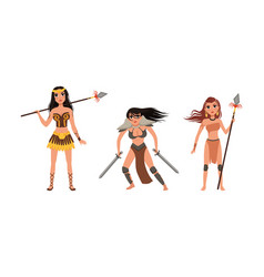 Beautiful Amazon Girls Set Woman Ancient Warriors