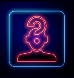 Glowing Neon Human Head With Question Mark Icon