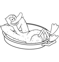 Outlined Lucky Duck Or Goose Character In Pan