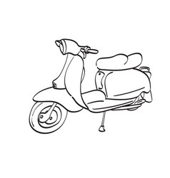 Vintage Vespa Motorcycle Hand Drawn