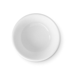 White Bowl Top View Isolated Realistic Object