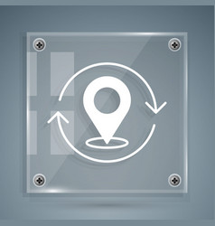 White Map Pin Icon Isolated On Grey Background