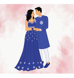 Indian Wedding Couple In Blue Dress