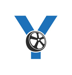 Tire Logo On Letter Y Automotive Symbol