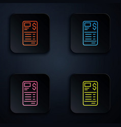 Color Neon Line Paper Or Financial Check Icon