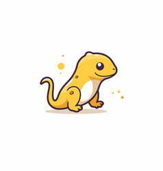 Cute Cartoon Chameleon In Flat Style