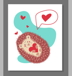 Lovely Cute Hedgehog Lies Surrounded With Hearts