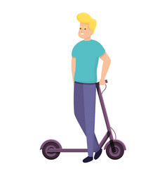 Blonde Hair Boy Electric Scooter Icon Cartoon