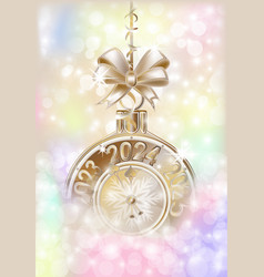 Happy New 2024 Year Card Xmas Clock