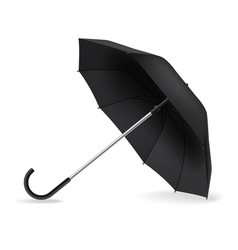 Open Umbrella Realistic Black Mockup Side View