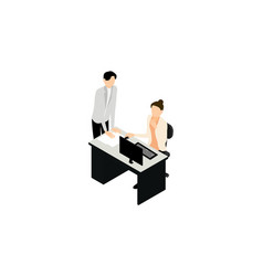 Isometric A Man Talking To Woman At Work