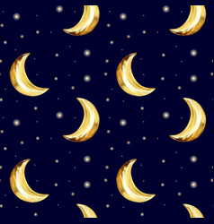 Night Sky Seamless Pattern 3d Moon And Stars