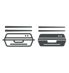 Bento Line And Solid Icon Asian Food Concept