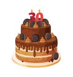 Candle On Birthday Cake With 30 Number Age