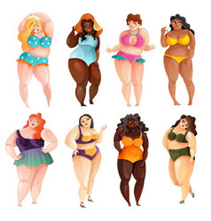 Set Of Attractive Plus Size Women Of Various