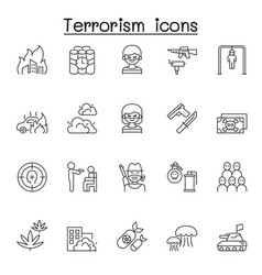 Set Terrorism Related Line Icons Contains