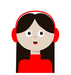 Woman Listen To Music Young Girl Face Earphones