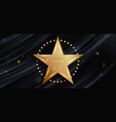 3d Gold Color Star Glowing On Dark Background