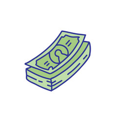 A Stack Of Money Dollars Line And Fill Style Icon