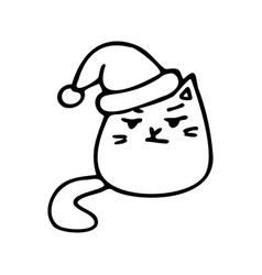 Doodle Of A Cat In A Santa Hat