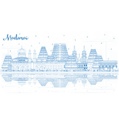 Outline Madurai India City Skyline With Blue