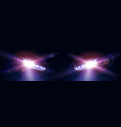 Realistic Car Headlights On Transparent Background