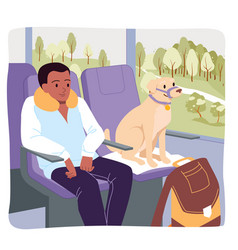 Train Bus Travel With Dog On Seat Passenger