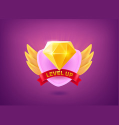 Level Up Concept Rating Badge 3d With Golden