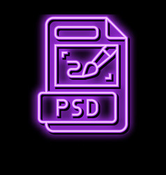 Psd File Format Document Neon Glow Icon