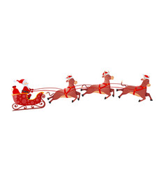 Santa On Sleigh And His Flying Three Bulls