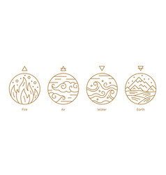 Four Elements Of Nature Golden Alchemical Symbols