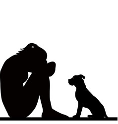 Sad Woman Silhouette With Dog