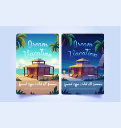 Set Of Dream Vacation Banners Cartoon