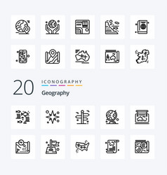 20 Geo Graphy Line Icon Pack Like Map Globe Beach