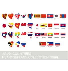 Asian Countries Set Hearts And Flags Part 2